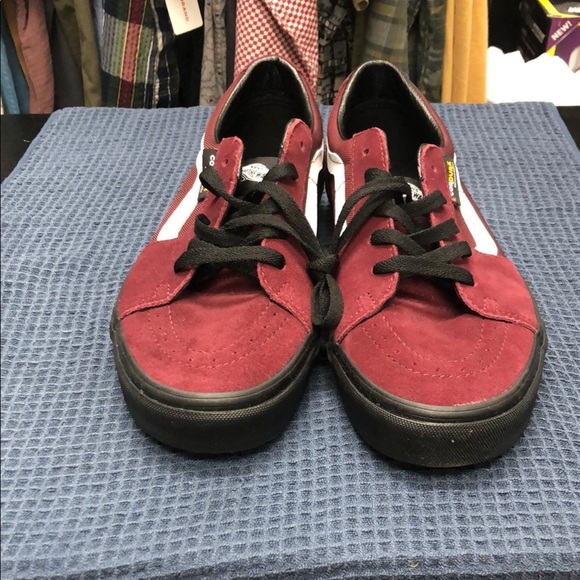 Vans Burgandy and Black Skate Lo Sneakers with Suede Upper - Picture 3 of 5